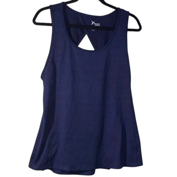 Old Navy Active Go-Dry Navy Blue Tank Top XL Fitted With Back Cutout Design Ligh - Picture 1 of 9